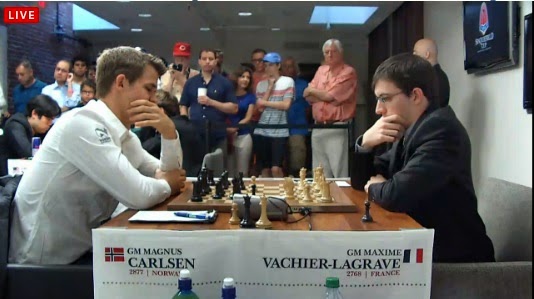 Le Roi des échecs Magnus Carlsen face au Français Maxime Vachier-Lagrave - Capture d'écran © Chess & Strategy